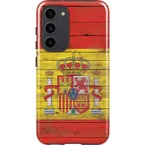Spain Flag Dark Wood Galaxy S23 Plus Pro Case